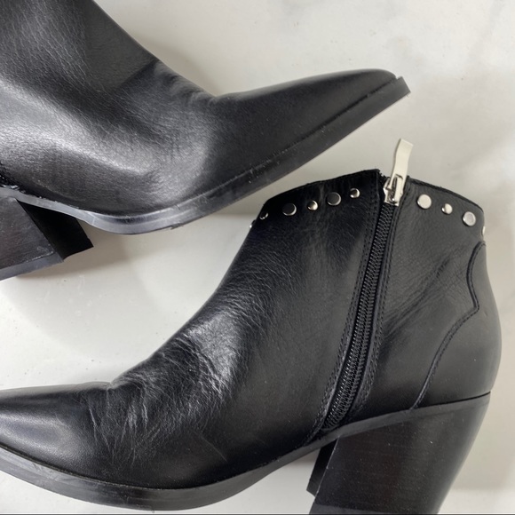 Marc Fisher Black Stud Pointed Toe Booties 7.5 - Picture 9 of 11